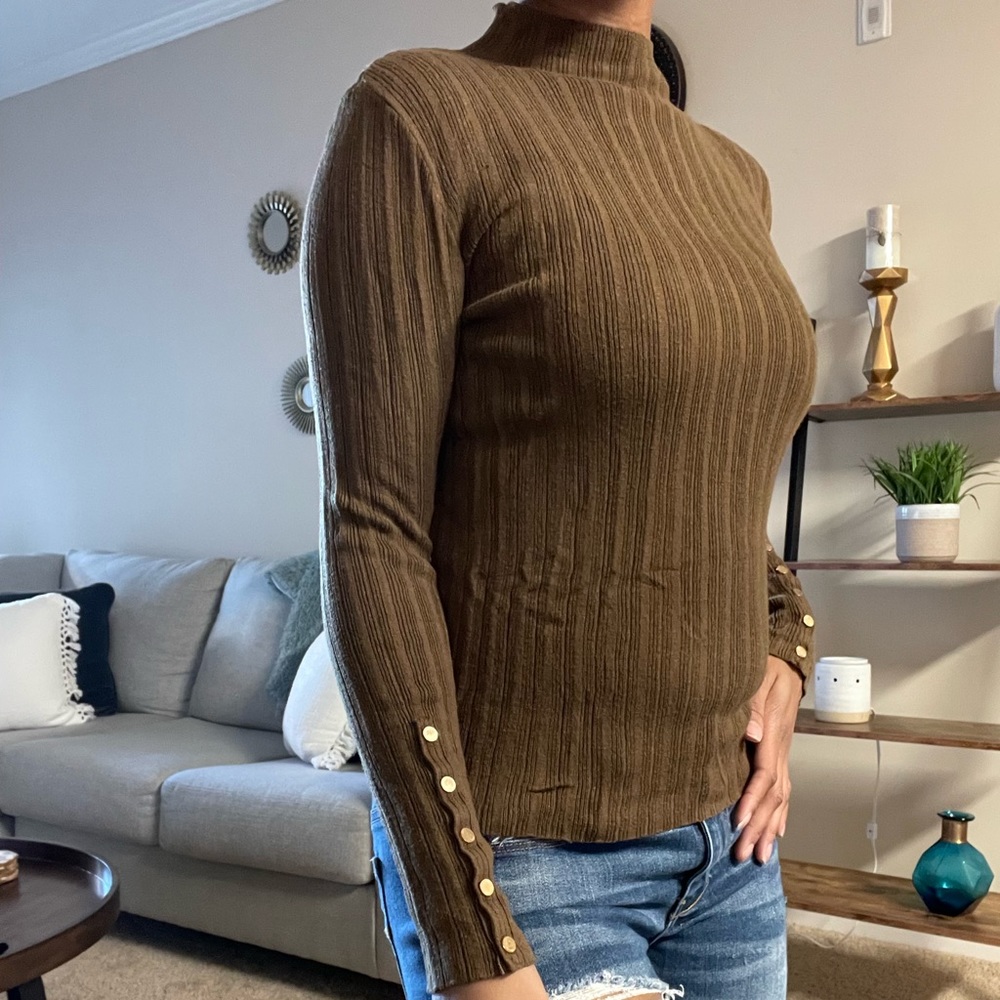 Topshop Pleated Mock Turtleneck Sweater